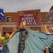 Chelsea Hackett dressed as a butterfly at a community event