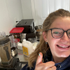Maddie Cataldo making fire logs for Blazin' Joe