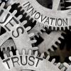 Interconnected gears representing how values, ethics, respect and other key terms connect.