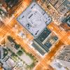 Downtown Denver's business district as seen from above.