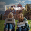 New Venture Launch wordmark over two women with laptops.