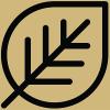 Line art of a leaf on a gold background.