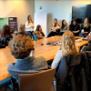 Students listening to panelist at RXBAR in Chicago
