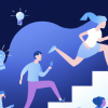 Illustration of people climbing stairs