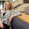 Dean Matusik seated in the new Rustandy Building on the CU Boulder campus.