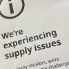 A sign warning shoppers of limited inventory.