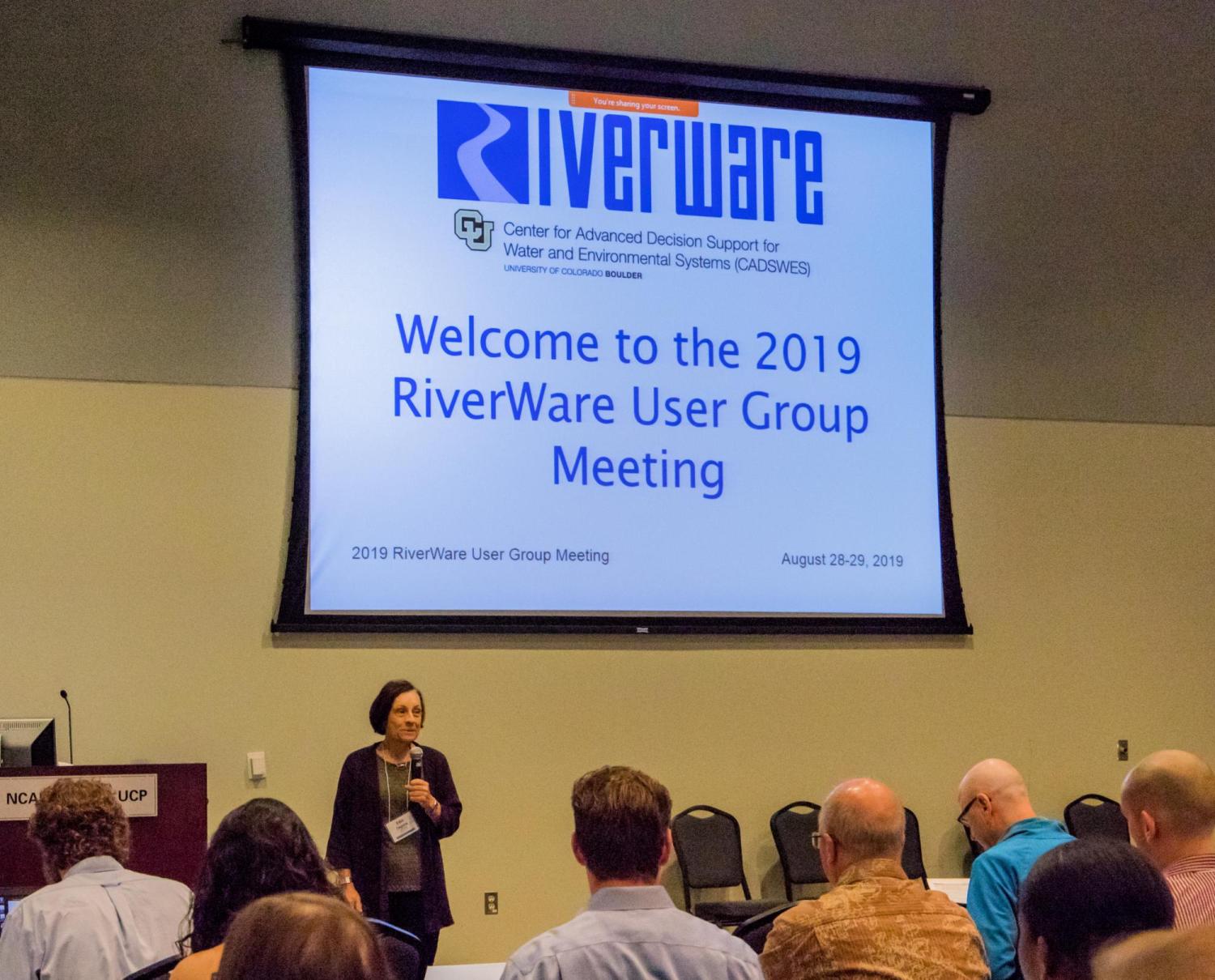 Edie Zagona speaking at the opening of the 2019 RiverWare User Group meeting