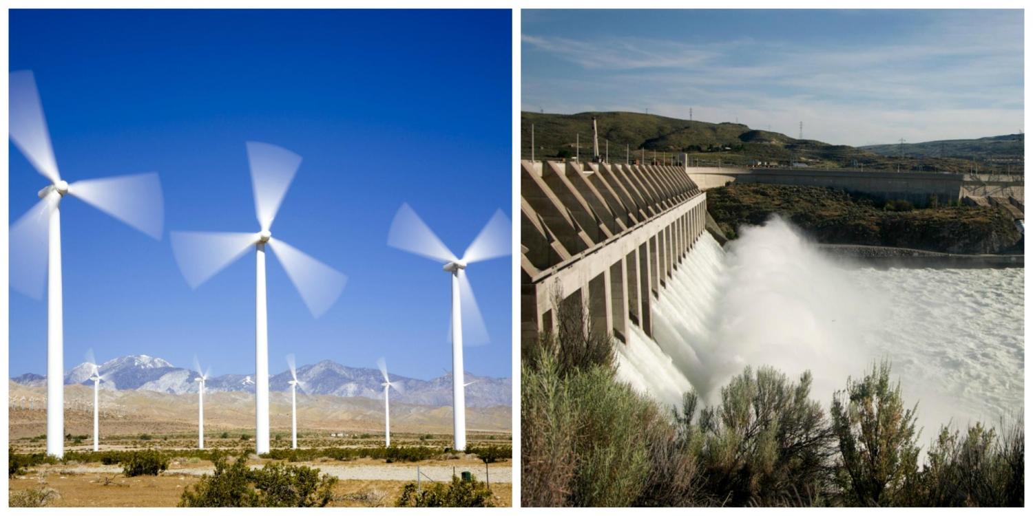 wind turbines and Chief Hosa hydropower dam