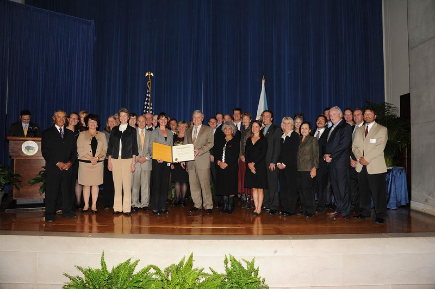 Award ceremony participants in Washington DC for recognition