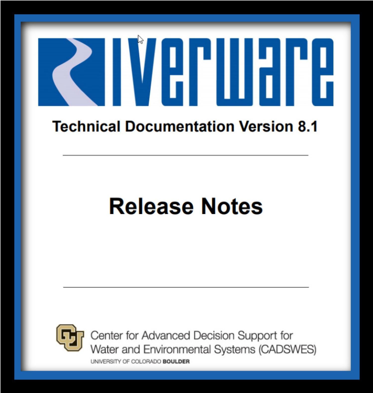 cover page of RiverWare 8.1 Release Notes