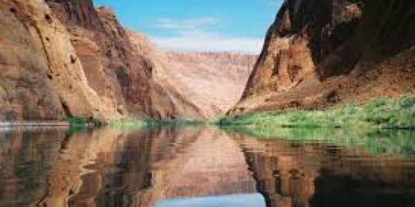 surface view of the Colorado River at the bottom of a canyon