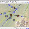 a screenshot of a riverware workspace showing part of a model with map in the background