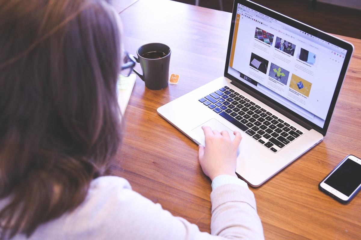 woman working on a laptop