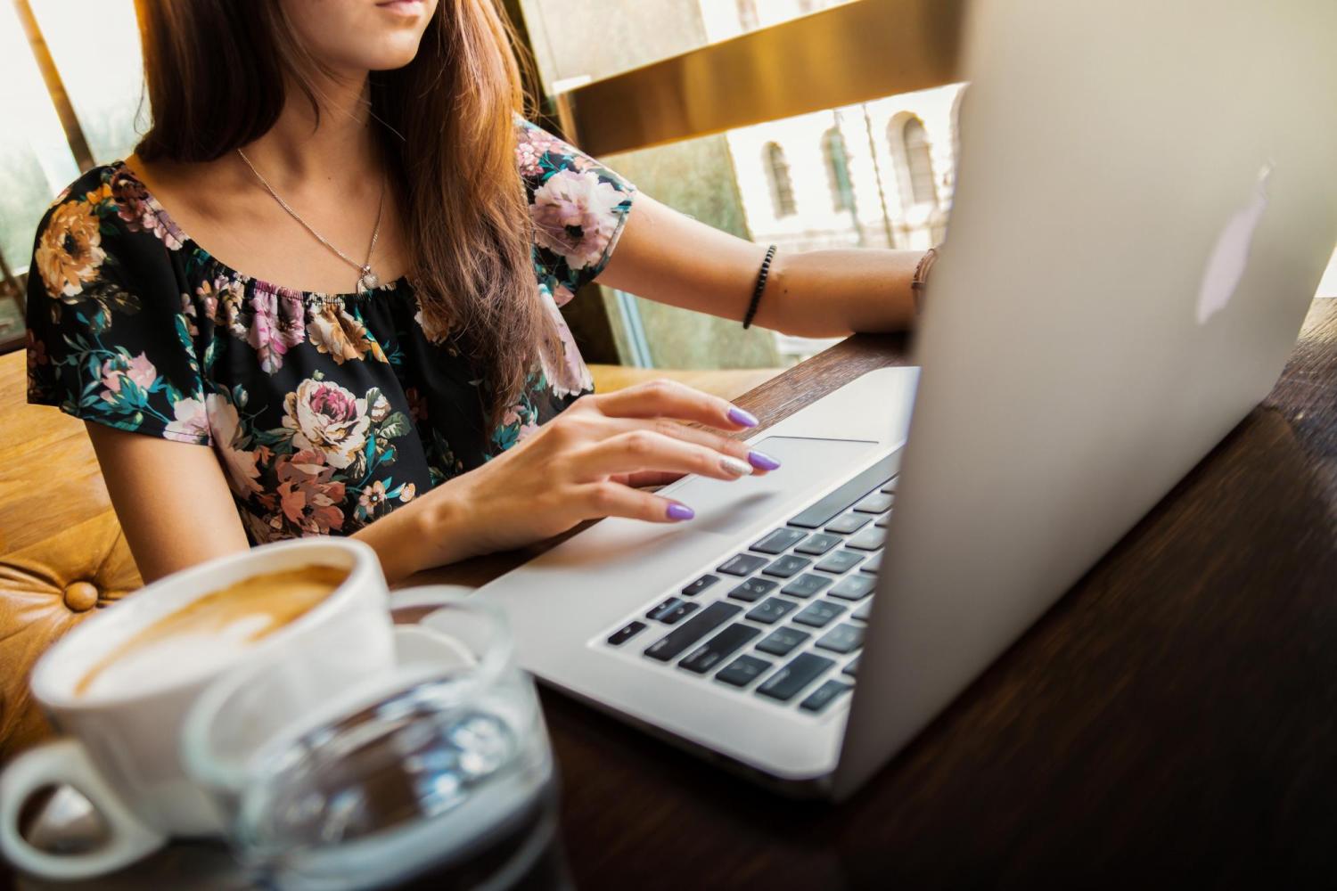 woman working on a laptop