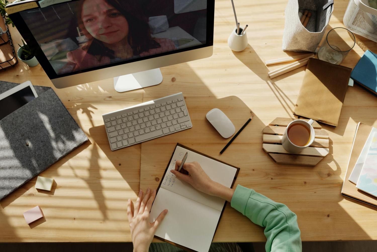 person on video call
