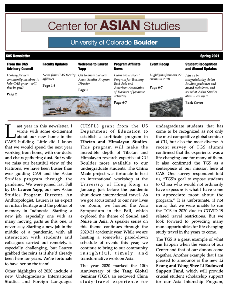 Newsletter front page