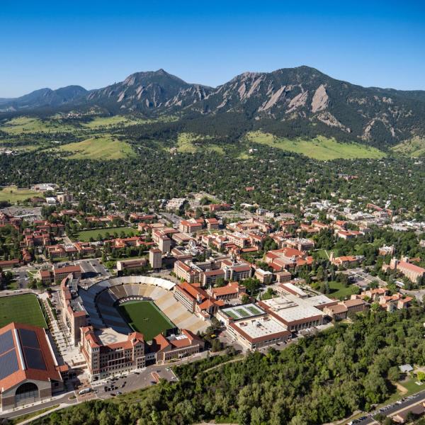 CU Boulder campus seen from the air