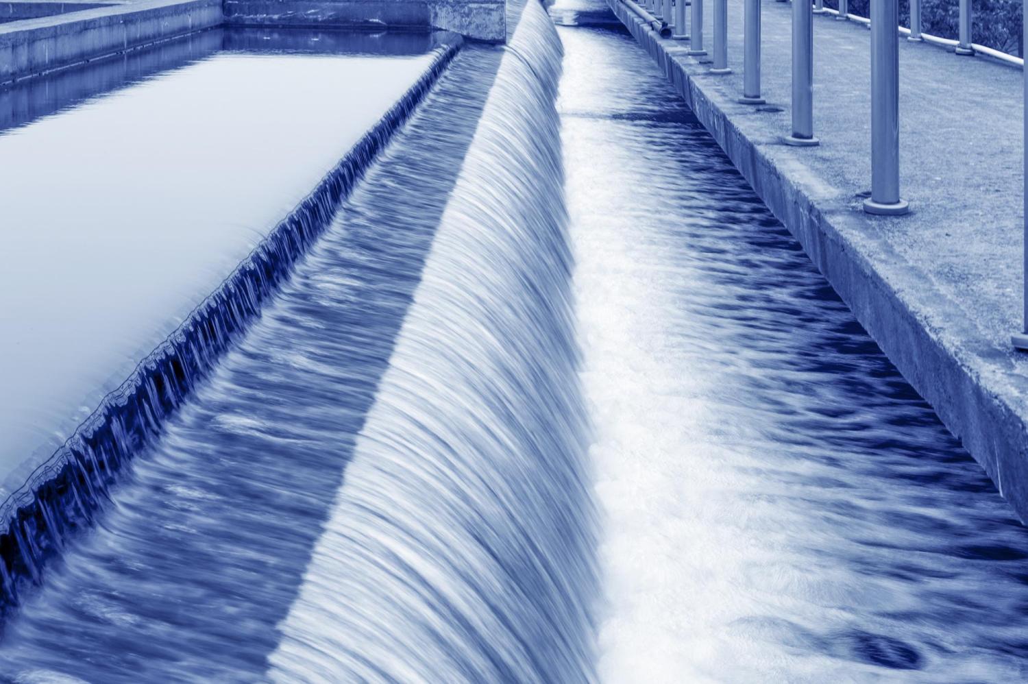 Water runs through a treatment facility.