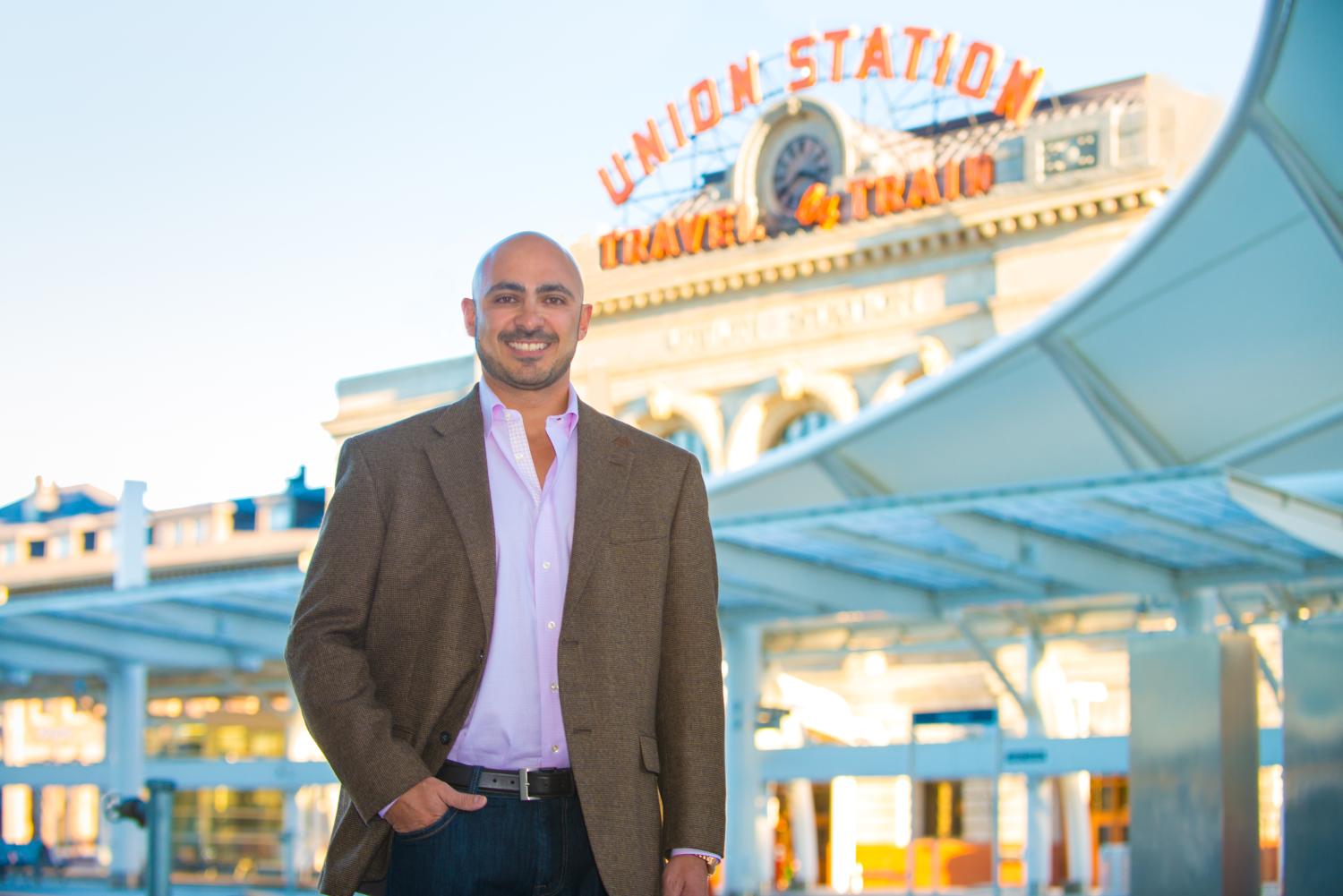 Marco Campos outside Union Station in Denver