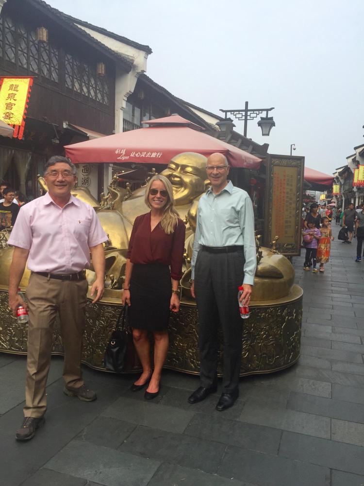 Ross Corotis (r) withCEAE Professor Yunping Xi and his former doctoral student Holly Janowicz on their 2016 research exchange trip with Tongji University in China.