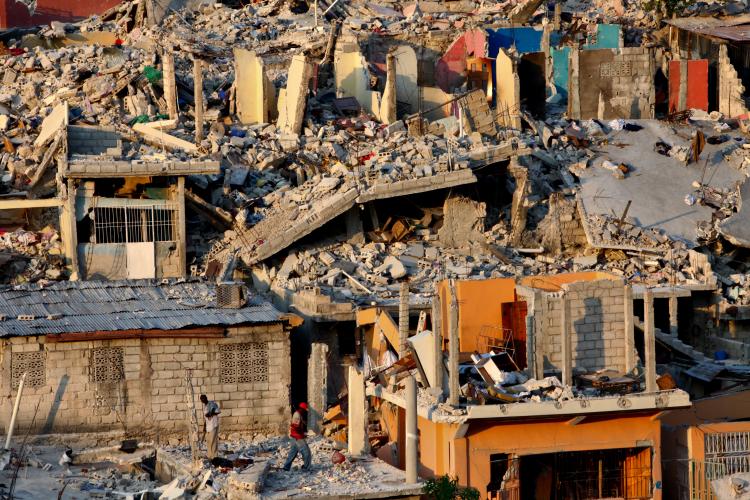 Houses destroyed by the 2010 earthquake in Haiti