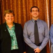 From left to right: Vice Chancellor for Research Terri Fiez, Outstanding Postdoc Awardees Mohammad Hariri and Francisco Müller-Sánchez, and OPA Director Leah Colvin