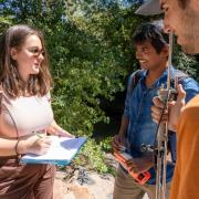 Taking water measurements in Boulder Creek