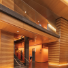 Complex lighting design in a modern building.