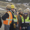CEAE students in hard hats at Gross Reservoir site.