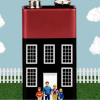 Graphic of a family in front of a large battery