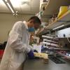 Post-Doc Zhanan Zou demolding biological building material