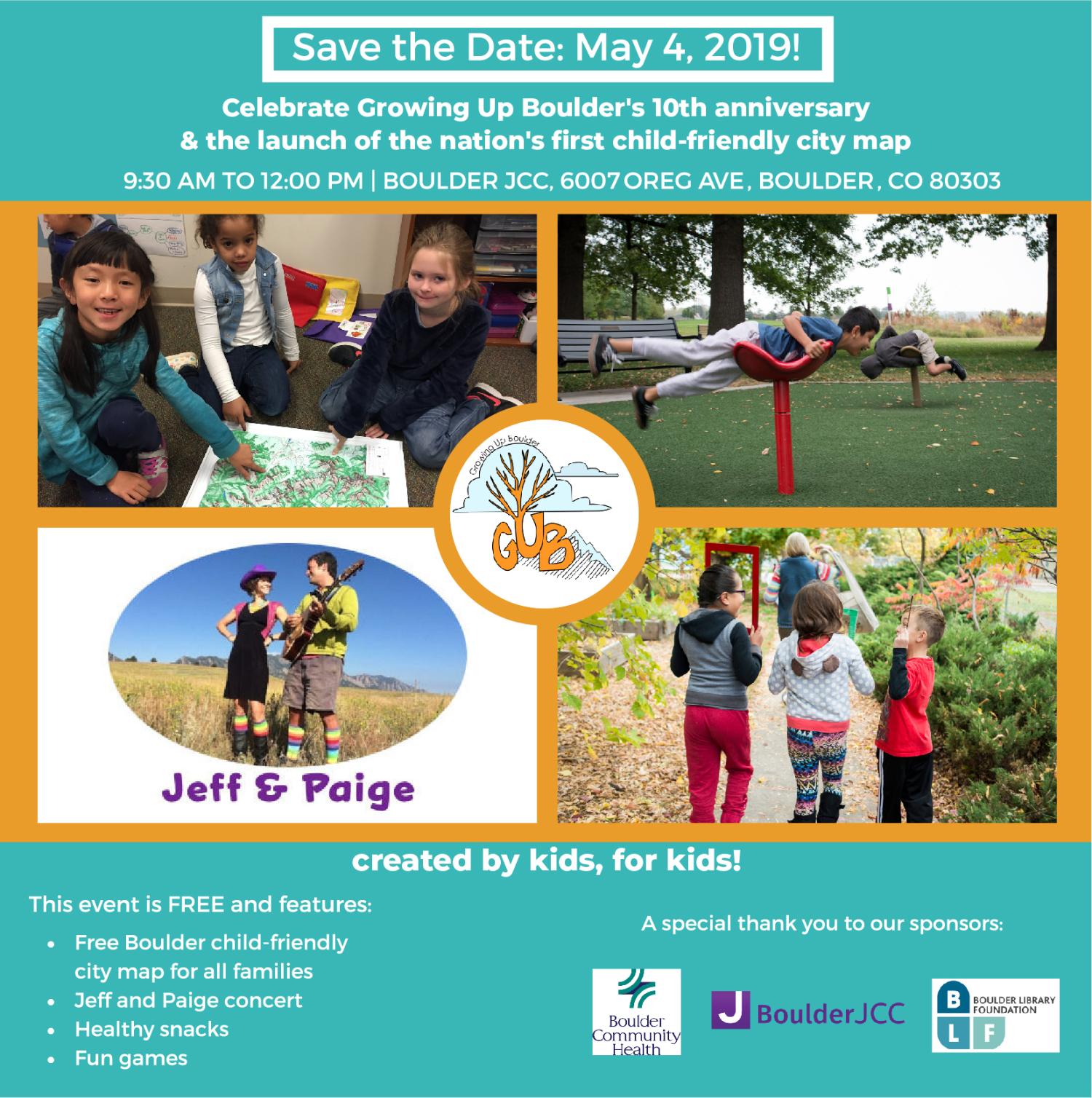 Poster advertising Growing Up Boulder's 10th anniversary event