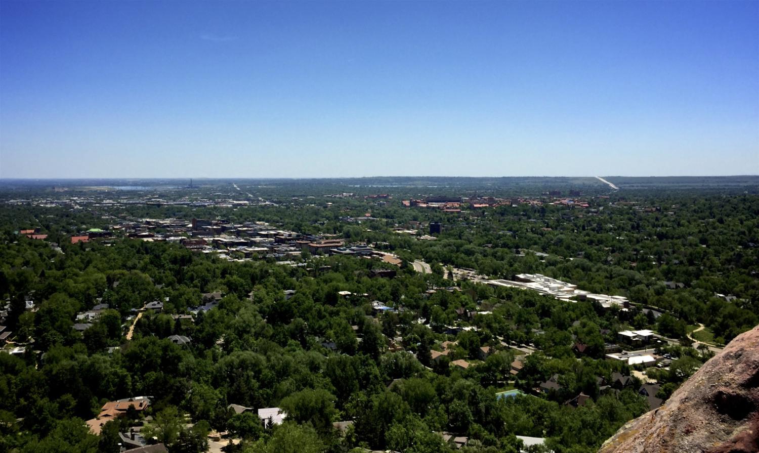 View of downtown Boulder from Red Rocks Overlook, Settler’s Park