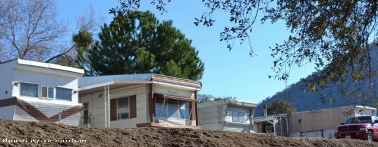 Side view of trailers at Ponderosa Mobile Home Park