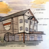 Multifamily front perspective view.