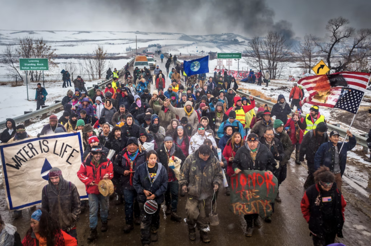 Dakota Access pipeline protesters face off with various law enforcement agencies on Feb. 22, 2017, in North Dakota. Photo: Michael Nigro/Pacific Press/LightRocket via Getty Images
