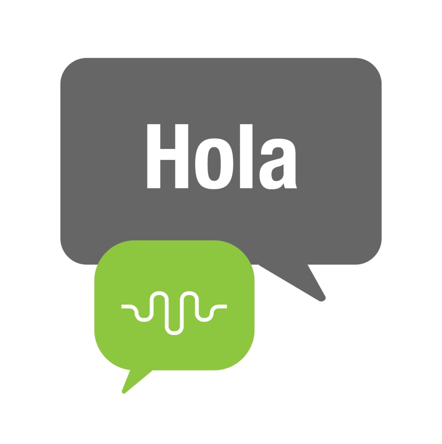 Speech bubbles with Hello in Spanish