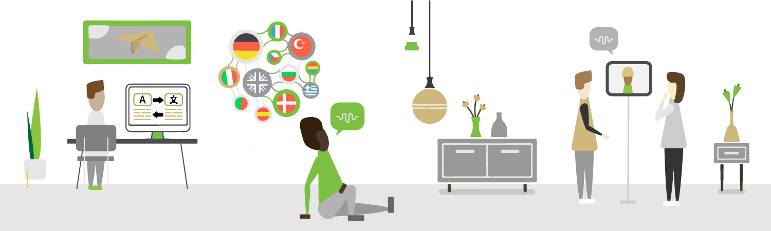 Multiple avatars talking in person, online and through a Kubi multiple languages