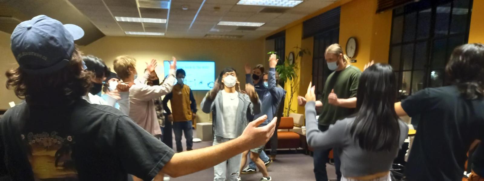 Group of people learning Tibetan Circle Dance
