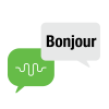 speech bubbles with "Hello" in French