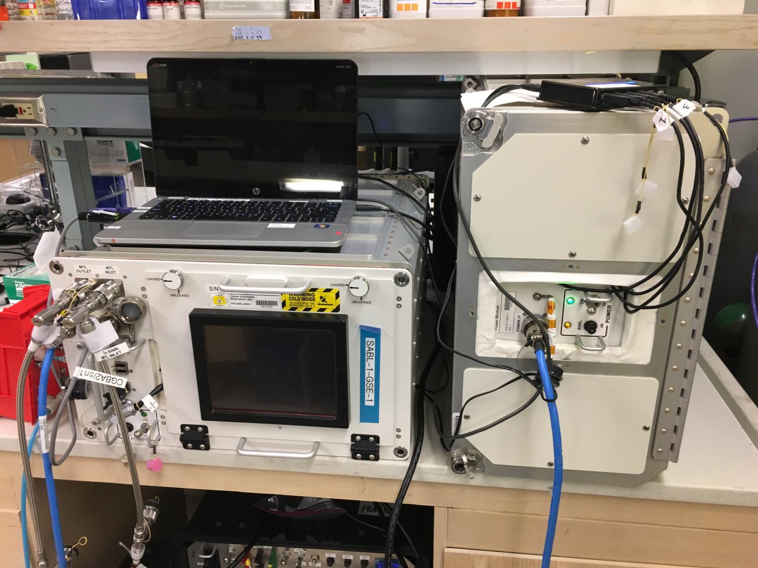 SPOC modules running within SABL and the transit locker during a experiment verification test (ETV) at a PI's lab