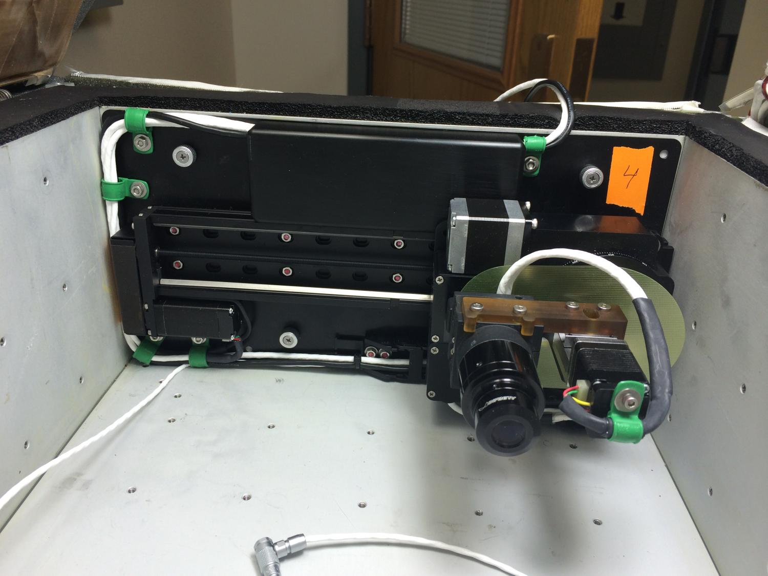 ScanCam installed into CGBA showing the automated translation track and camera head