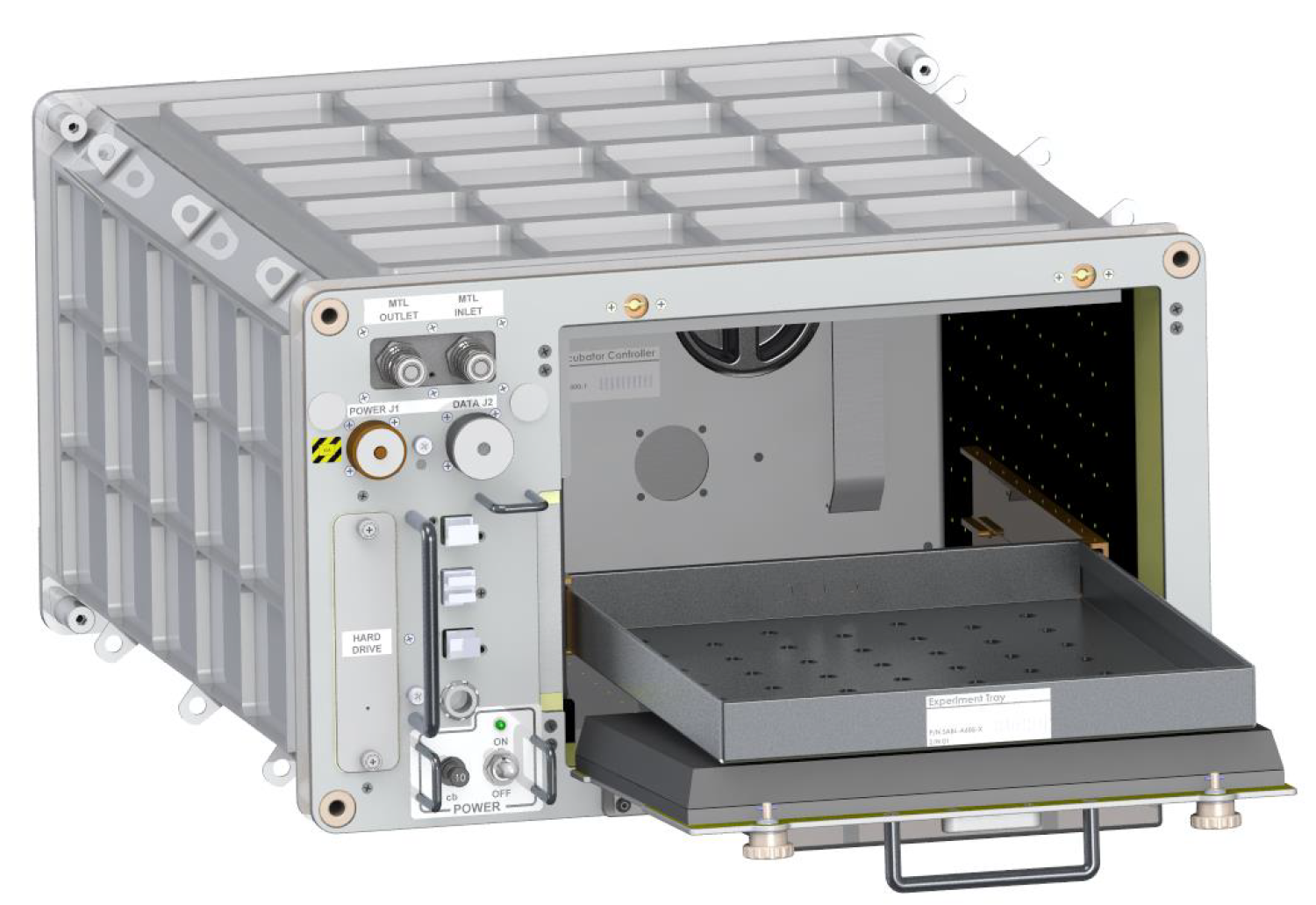 Render of ACM and the experiment tray installed into SABL
