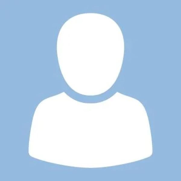 Blue background with white figure avatar in front