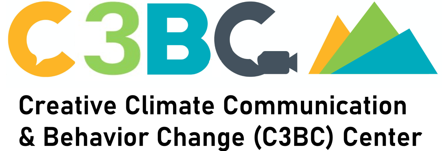 Logo of C3BC (name of center with three mountains and camera and speaking bubble)
