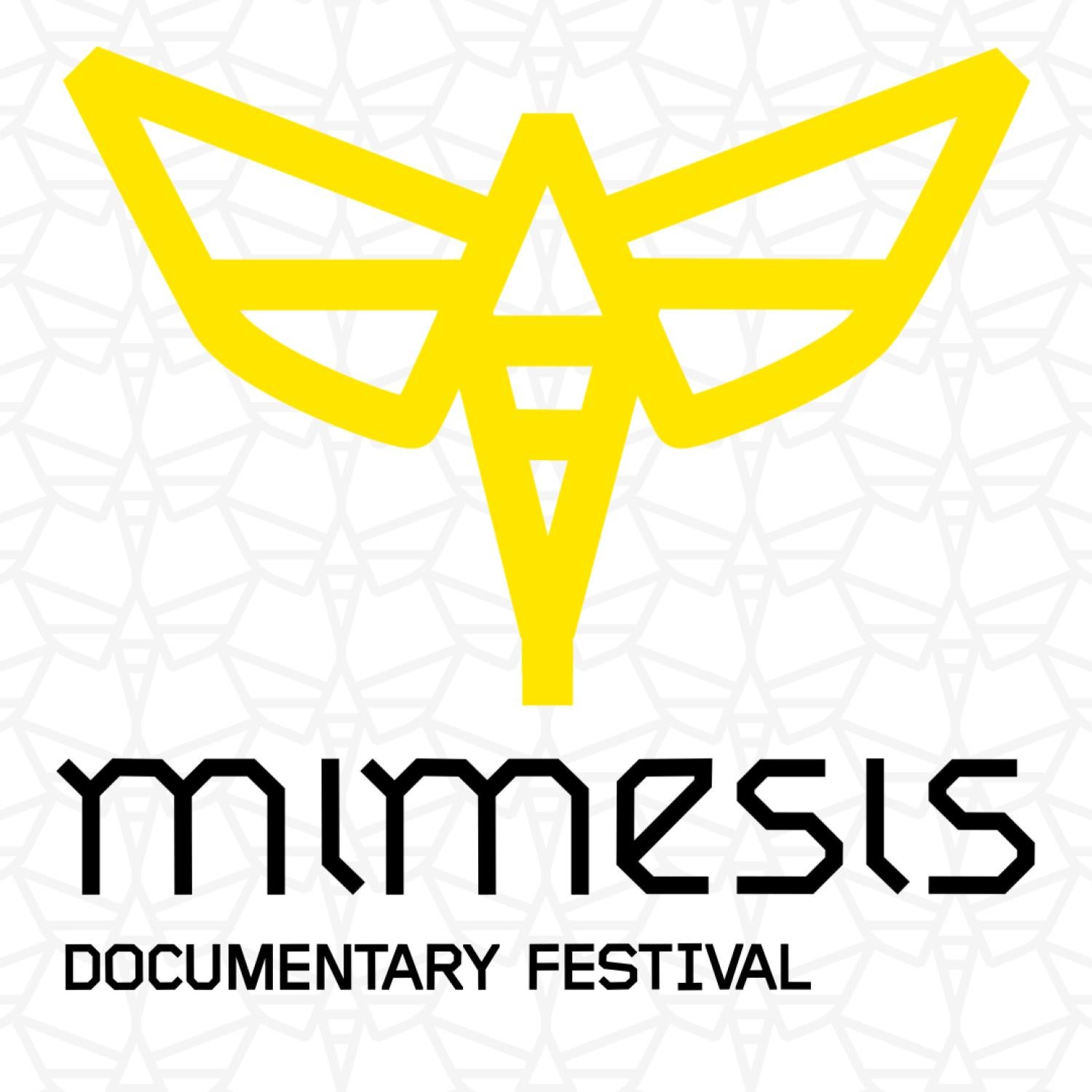 yellow moth on geometric background name drop: Mimesis Documentary Fest