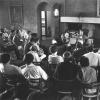 Archival photograph of a Flaherty Seminar session.