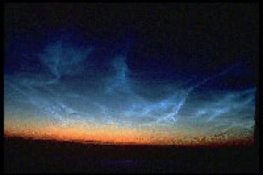 Noctilucent cloud in the summer polar mesosphere.