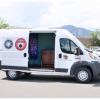 mobile pharmacology lab parked with door open