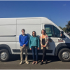 Cinnamon Bidwell Leigha Larsen and Parker Gross with the mobile lab